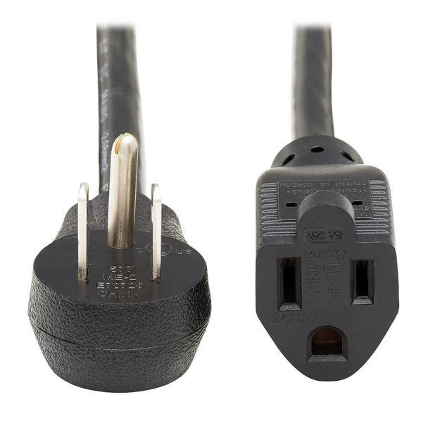 Tripp Lite P024-010-15D Power Extension Cord Right-Angle 5-15P to 5-15R 14AWG 15A 10ft
