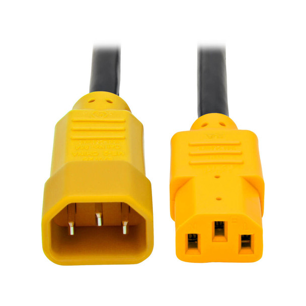 Tripp Lite P005-006-YW 6ft Heavy Duty Power Cord 14AWG 15A 100V-250V C13 C14 Yellow 6'