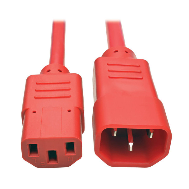 Tripp Lite P005-003-ARD 3ft Heavy Duty Power Extension Cord 15A 14 AWG C14 to C13 Red 3'