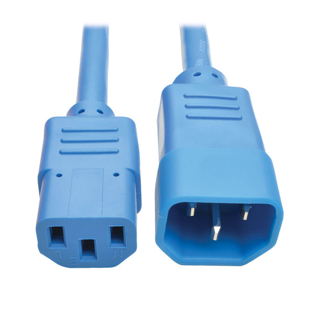 Tripp Lite P005-002-ABL 2ft Heavy Duty Power Extension Cord 15A 14 AWG C14 C13 Blue 2'