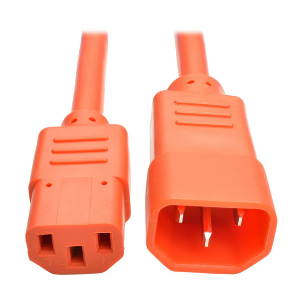 Tripp Lite P005-002-AOR 2ft Heavy Duty Power Extension Cord 15A 14 AWG C14 C13 Orange 2'