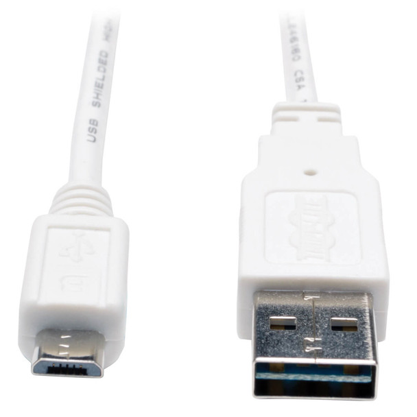 Tripp Lite UR050-003-WH 3ft USB 2.0 Universal Reversible Cable A to 5Pin Micro B White