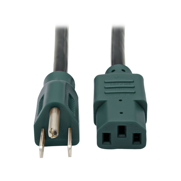 Tripp Lite P006-004-GN 4ft Power Cord 18AWG 10A 125V 5-15P to C13 Green Connectors 4'