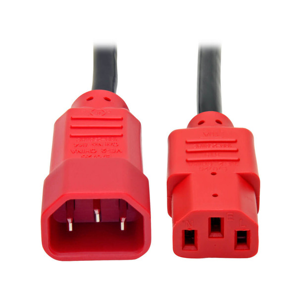 Tripp Lite P004-004-RD 4ft Power Cord 18AWG 10A 125V C14 to C13 Red Connector 4'