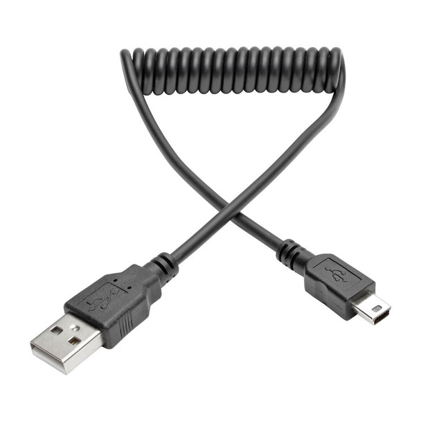 Tripp Lite U030-006-COIL 6ft Hi-Speed USB 2.0 to Mini-B Cable Coiled USB A-Mini-B M/M 6'