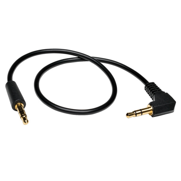 Tripp Lite P312-001-RA 1ft 3.5mm Mini Stereo Audio Cable with One Right Angle plug M/M