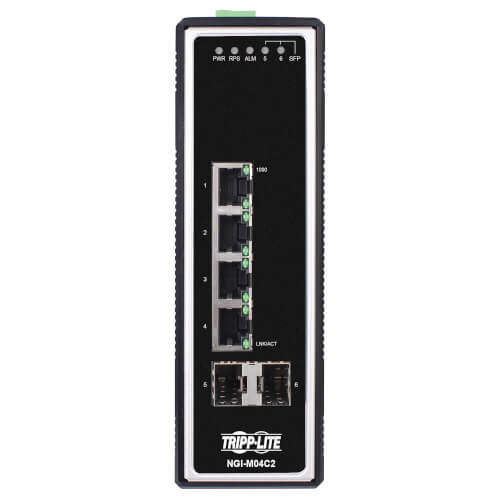 Tripp Lite NGI-M04C2 4-Port Managed Industrial Gigabit Ethernet Switch - DIN Mount
