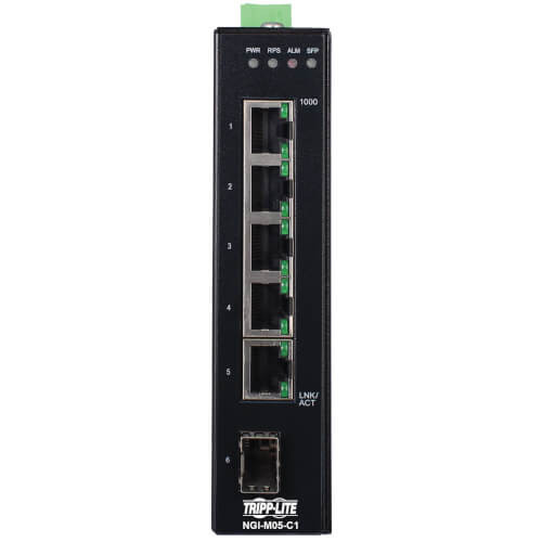 Tripp Lite NGI-M05-C1 5-Port Managed Industrial Gigabit Ethernet Switch DIN Mount