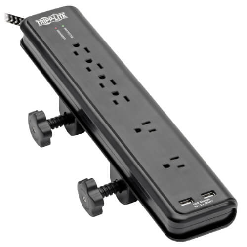 Tripp Lite TLP608DMUAM 6-Outlet Surge Protector, 2 USB Charging Ports, 8 ft. Cord