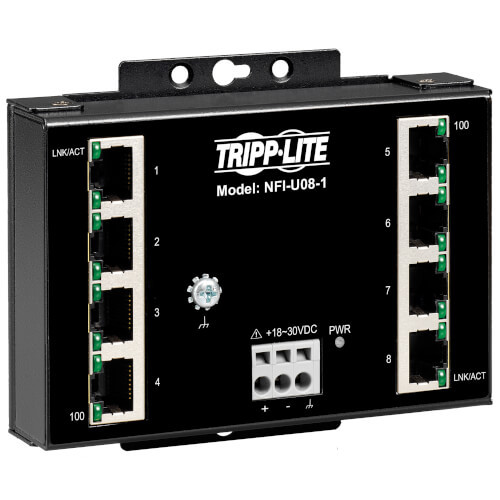 Tripp Lite NFI-U08-1 8-Port Unmanaged Fast Industrial Ethernet Switch - 10/100 Mbps, DIN/Wall Mount