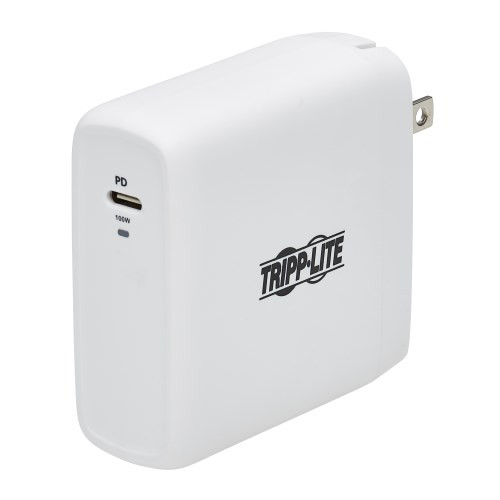 Tripp Lite U280-W01-100C1G Compact 1-Port USB-C Wall Charger - GaN Technology, 100W PD3.0 Charging, White