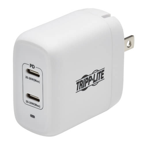 Tripp Lite U280-W02-40C2-G Dual-Port Compact USB-C Wall Charger - GaN Technology