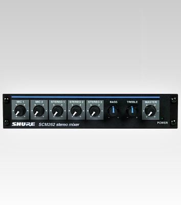 Shure SCM262 Stereo Mixer for use with 2 Microphones and 3 Stereo