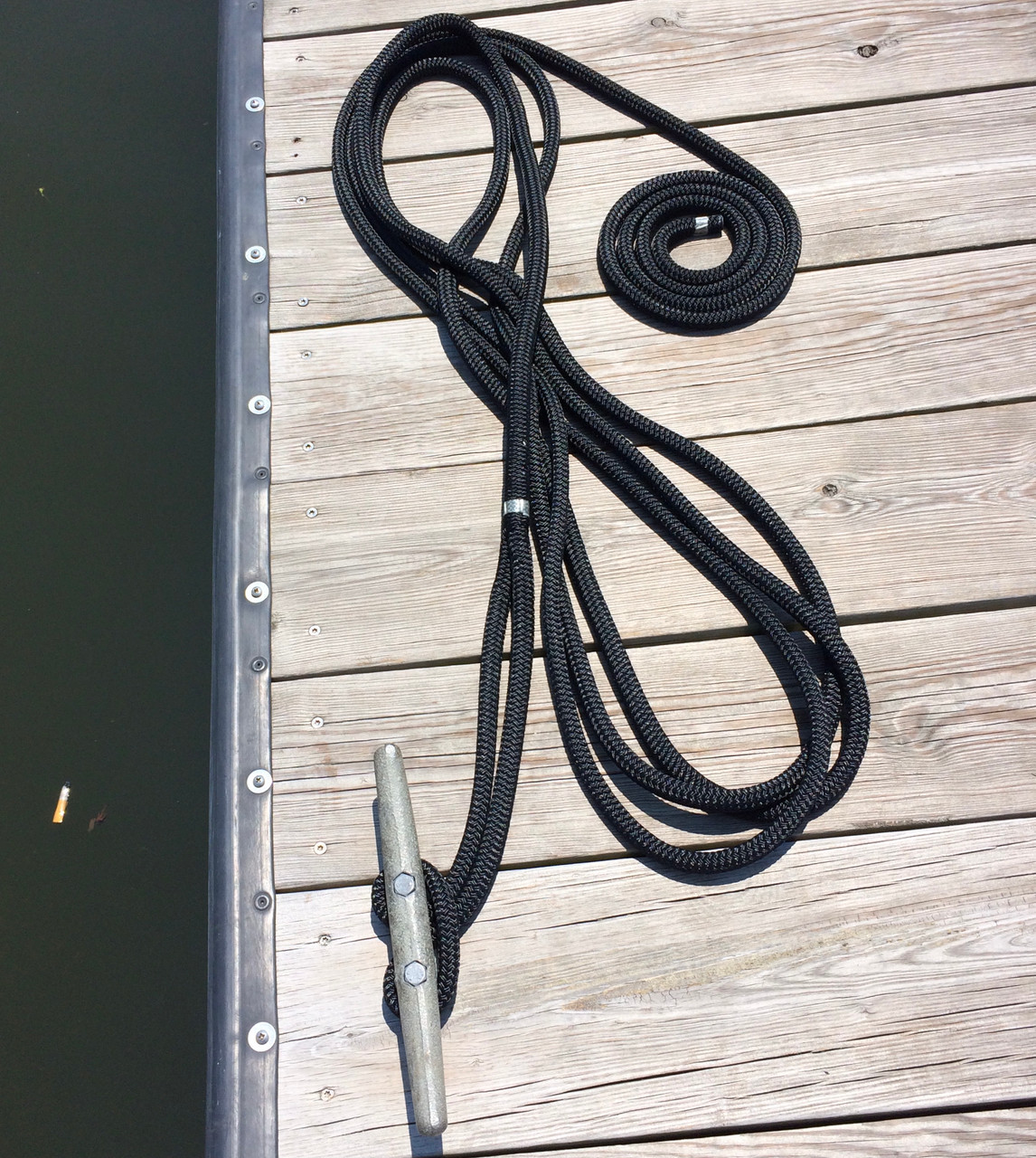 4 X 25'- 12mm (1/2") spliced double braid Nylon Dock Line - Black.