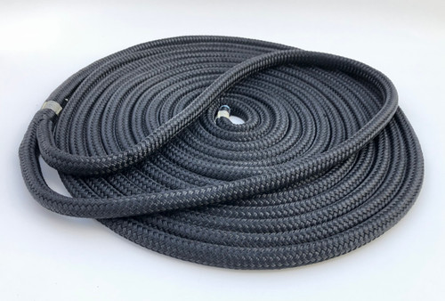 4 X 25'- 12mm (1/2") spliced double braid Nylon Dock Line - Black.
