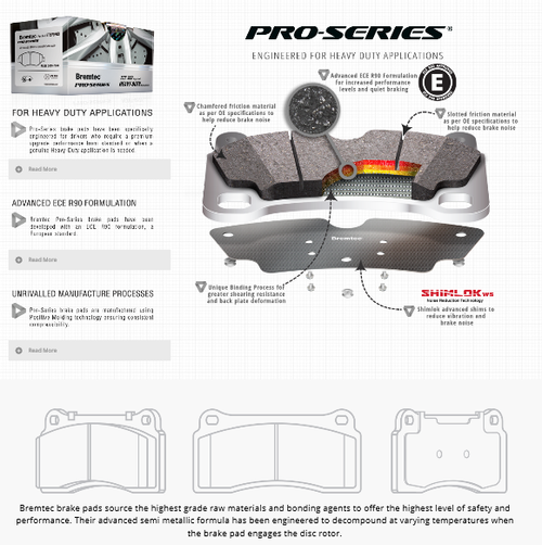 Bremtec Pro Series Front Brake Pads  Focus RS mk2