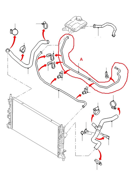 Focus XR5 / RS mk2 Expansion Tank Hose A)
Part number: 6M5Y 8C012 BB