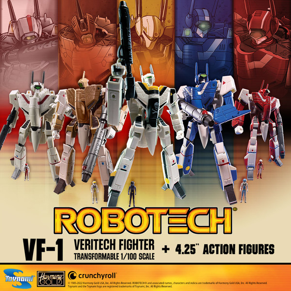 Robotech Veritech Fighter Transformable 1/100 scale + 4.25" Pilot Action Figures Set of 5