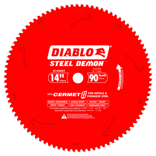 Diablo D1490CF 14 in. x 90 Tooth Cermet II
Saw Blade for Metals and
Stainless Steel