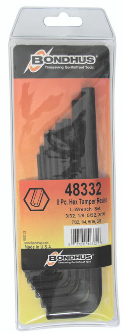 Set 8 Hex Tamper Resistant ProGuard Finish L-Wrenches (3/32-3/8") - 48332 - Quantity: 1