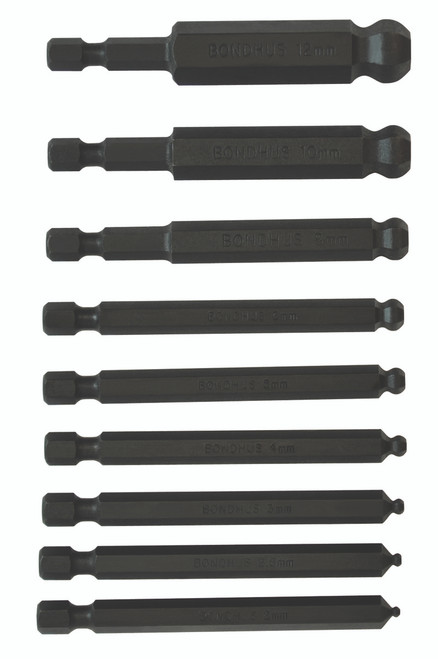 Set 9 Ball End Power Bits (2-12mm) - 10899 - Quantity: 1