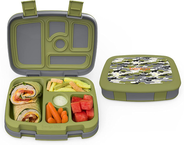 Bentgo Kids Prints (Camouflage) - Leak-Proof, 5-Compartment Bento-Style Kids Lunch Box – Ideal Portion Sizes for Ages 3 to 7 – BPA-Free and Food-Safe Materials