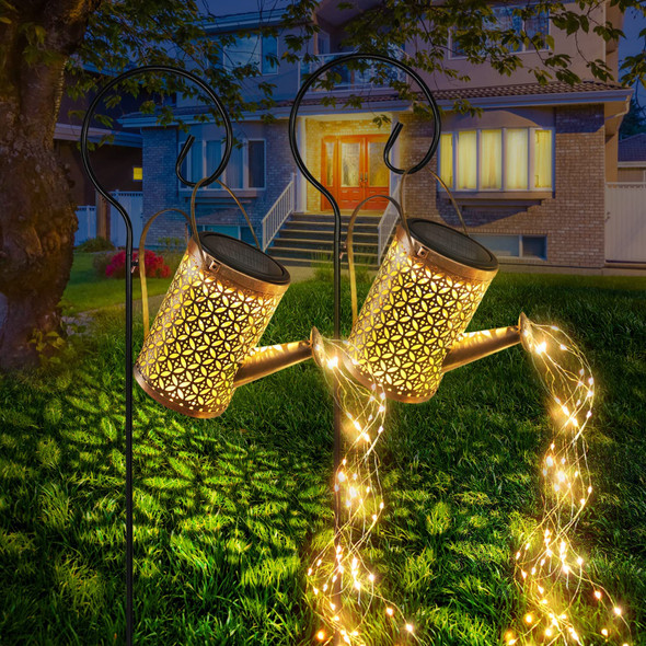 Solar Watering Can Lights, Bigger Solar Lights Outdoor Waterproof Garden Decor Lights, Metal Hanging Solar Landscape Lights Decorative for Patio Porch Lawn Driveway Yards Backyard Pathway(2 Pack )