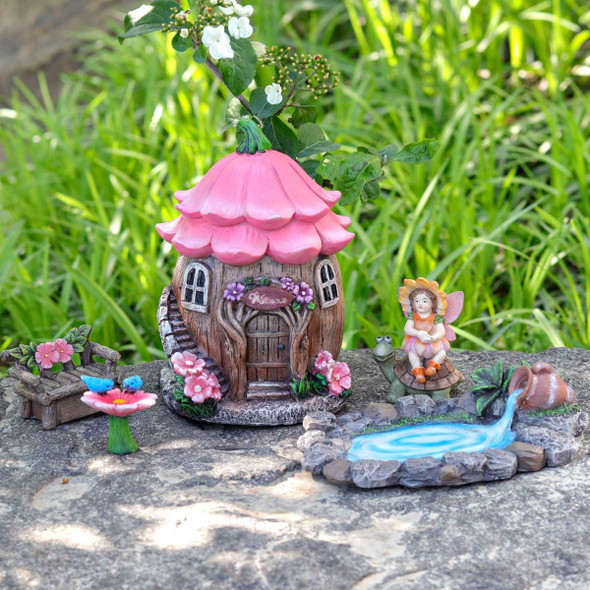Fairy Garden Decor House Kit, Miniature Garden Sculpture Statues Accessories Gifts for Kids Christmas Yard Decor Figurines Outdoor