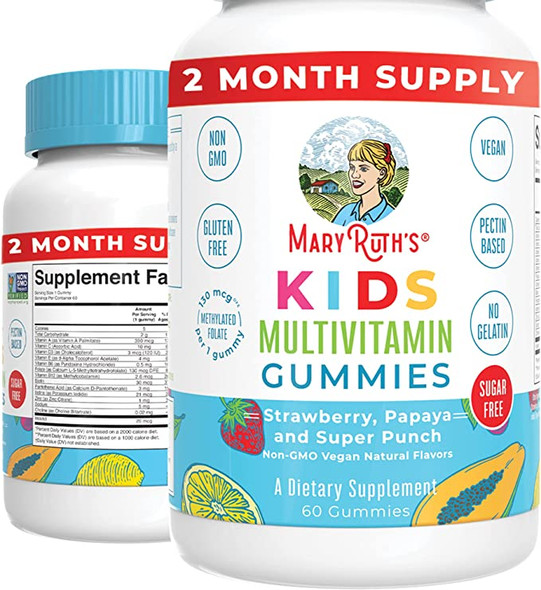 MaryRuth's #1 Bestseller Children's Vitamin | Sugar Free | 2 Month Supply | Kids & Toddlers Age 2+ Daily Multivitamin Gummies: Vitamin C, D3, Zinc | Kids Vitamins | 1 Gummy/Day | 60 Ct (60 Day Supply)