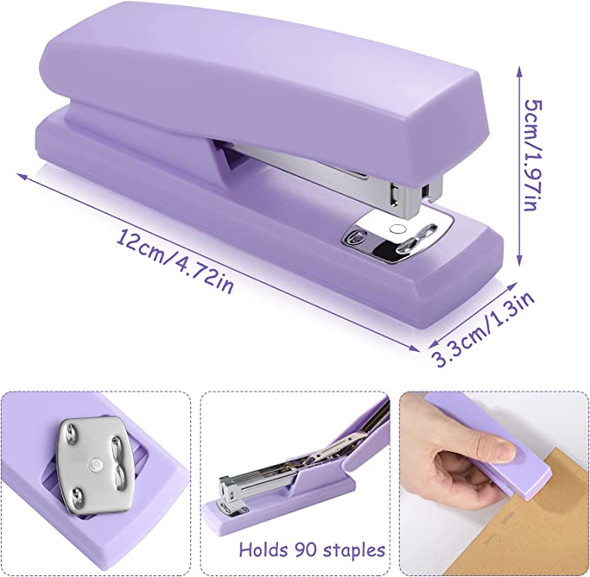 2 Pieces Purple Stapler for Desk with 2000 Staples Purple Staple Remover Set, Purple Office Supplies Kit Staplers Bulk 20-25 Sheet Capacity Lavender Desk Accessories for Office Clerks Student