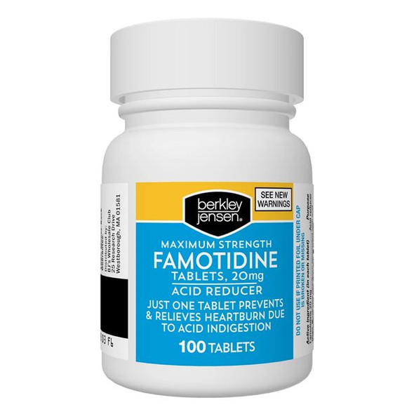Berkley and Jensen Acid Controller Maximum Strength Famotidine Tablets 20 mg Acid Reducer 100 Tablets Per Bottle (Pack of 2)