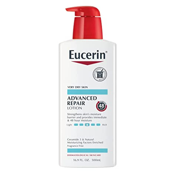 Eucerin Advanced Repair Body Lotion, Unscented Body Lotion for Dry Skin, 16.9 Fl Oz Pump Bottle