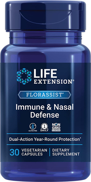 Life Extension FLORASSIST® Immune & Nasal Defense - Healthy Immune Support Probiotics Supplement for Men and Women - for Comfortable Nasal Flow & IGA Production - Non GMO, Gluten Free - 30 Capsules