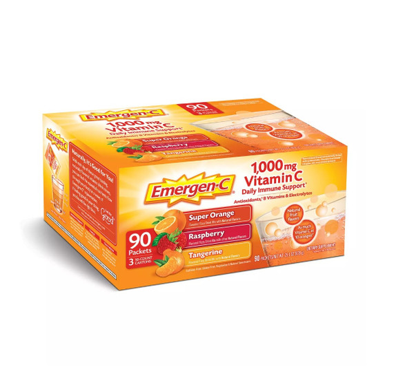 Emergen C Vitamin C Drink Packets, Variety Pack, 90 Ct
