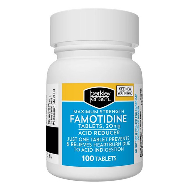 Berkley and Jensen Acid Controller Maximum Strength Famotidine Tablets 20 mg Acid Reducer 100 Tablets Per Bottle (Pack of 2)