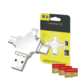 Silver OTG USB Flash Drive Adapter with Memory Cards BigMoetsy