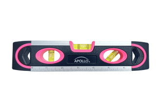 PINK 9-inch torpedo-shaped spirit level for 180/90/45 degrees leveling-- DT5019P Household hand tool by Apollo Tools