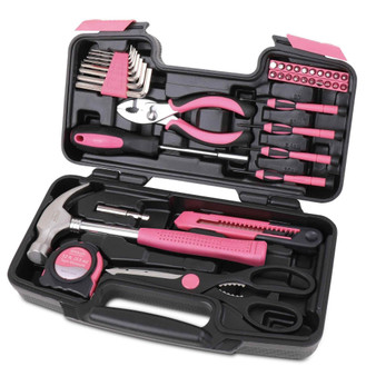 39 Piece General Tool Set Pink - DT9706P Pink Tool Kit by Apollo Tools