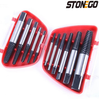 STONEGO 5PCS/6PCS Broken Damaged Screwdriver Extractor Drill Bit Set Carbon Steel Double Side Screw Pull Center Drill Bits Extractor Drill Bit Set