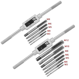 M3-M12 8/6 PCS Metric Hand Tap Set HSS Right-handed Tapping Drill Thread Punching Wrench Hand Tools Male to Make Thread in Steel Hand Tap Set