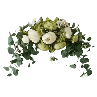 30-inch Artificial Peony Eucalyptus Swag, white flowers and green leaves, 30-inch Home Decor arrangement.