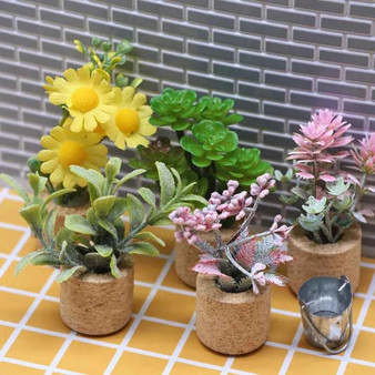 1:12 Dollhouse Simulation Flower Plant Potted Model Doll Home Miniature Green Plants Garden Decor Micro Landscape Ornament by DSERS