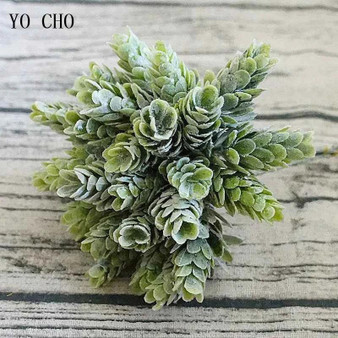 YO CHO Artificial Fake Plant Twigs Succulents Leaves 30 Heads Pineapple Grass Green Plastic Plant DIY Home Garden Wedding Decor