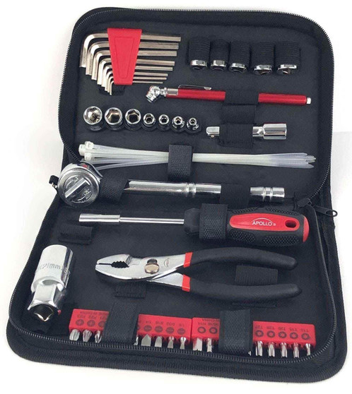56 Piece SAE Auto Tool Set In Zipper Case - DT9774 Mechanics Tool Kit by Apollo Tools