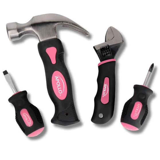 Four Piece Stubby Tool Set - Pink- DT0240P Pink Tool Kit by Apollo Tools