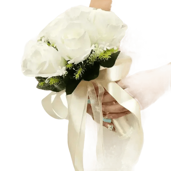 White Rose Wedding Bouquet Artificial Silk Rose Flower Bouquet by Shop1102732563 Store