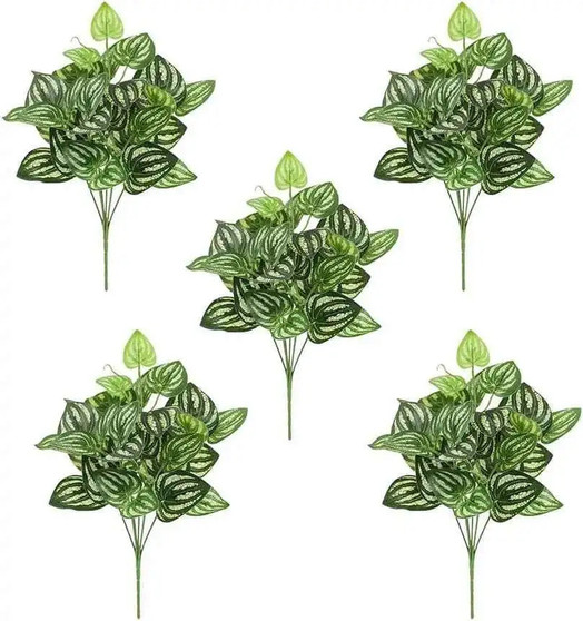 5Pcs Watermelon Peperomia Artificial Plant 12.9"