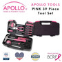 39 Piece General Tool Set Pink - DT9706P Pink Tool Kit by Apollo Tools