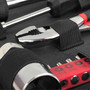 56 Piece SAE Auto Tool Set with lifetime warranty tools in zipper case, assorted silver and red.