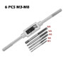 M3-M12 8/6 PCS Metric Hand Tap Set HSS Right-handed Tapping Drill Thread Punching Wrench Hand Tools Male to Make Thread in Steel Hand Tap Set